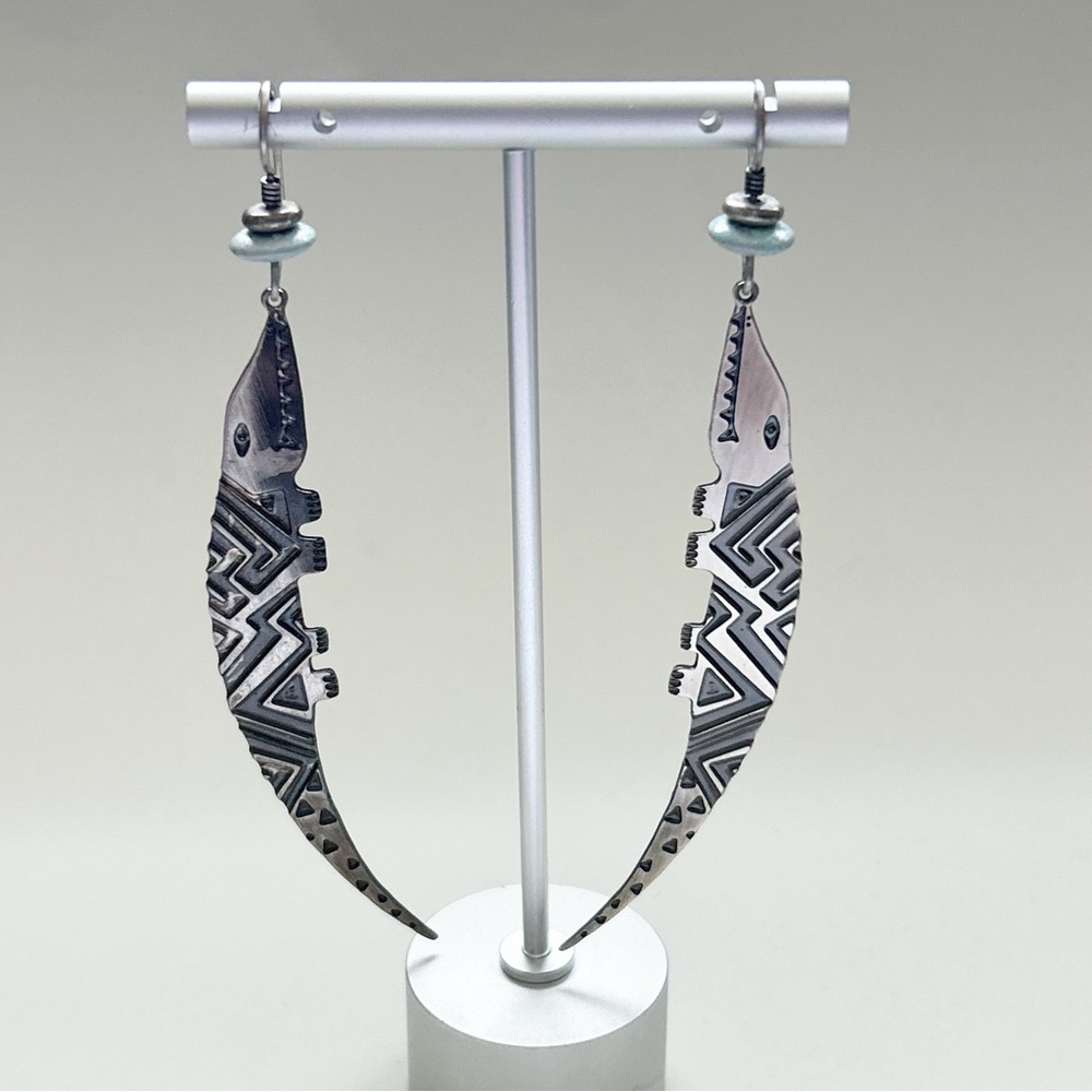 Laurel Burch Mixed Metals Aleutian Alligator Earrings
